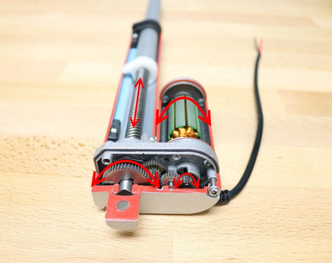 Photo of a linear actuator inside