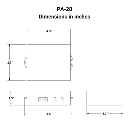 12 VDC Control Box - 2 Channels - 30A - Individual Control - Wireless Remote Dimensions in Inches