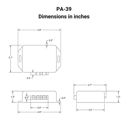 12-24 VDC - Synchronized Dual Potentiometer Actuator Control - 30A - Wired Remote Dimensions in inches