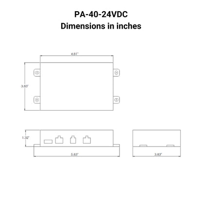 12 VDC - Synchronized Dual Hall Effect Actuator Control - 30A - Wireless Remotes Dimensions in inches